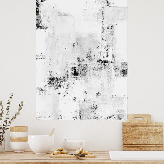 'Schneefall' Schwarz/Weiß Abstrakt Ar Poster (Küche)