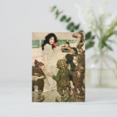 "Schneefall und die sieben kleinen Männer" Postkarte (Stehend Vorderseite)