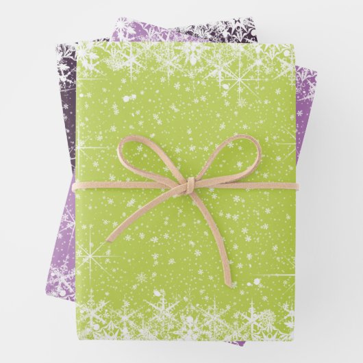 Schneefall und Schneebräder Weihnachten Grün ID728 Geschenkpapier Set (Beispiel)