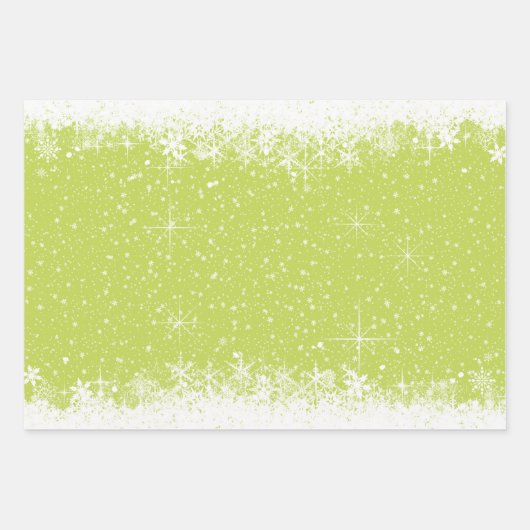 Schneefall und Schneebräder Weihnachten Grün ID728 Geschenkpapier Set (Vorderseite)