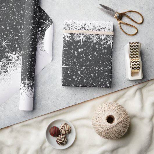 Schneefall und Schneebräder Weihnachts-ID728 Geschenkpapier (Kunsthandwerk)