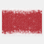 Schneefall und Schneebrenzen Weihnachten Blau/Rot Geschenkpapier Set (Vorderseite 3)