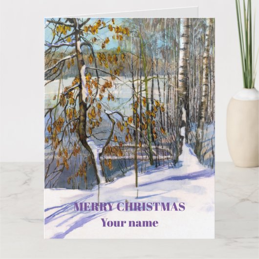 Schneefall Wasserfarbenmalerei Dankeskarte (Vorderseite)