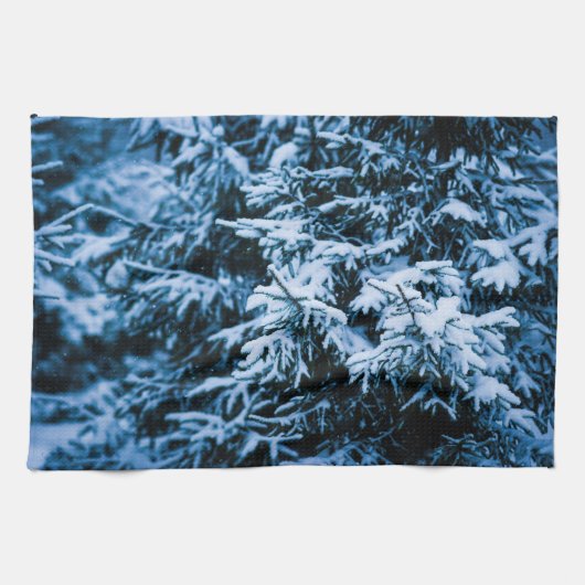 Schneefall Winter Weihnachtsbaum Geschirrtuch (Horizontal)