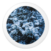 Schneefall Winter Weihnachtsbaum Keramikknauf (Vorderseite)
