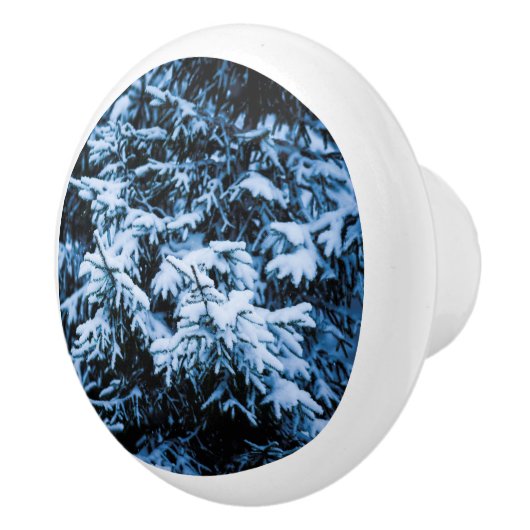Schneefall Winter Weihnachtsbaum Keramikknauf (Rechts)