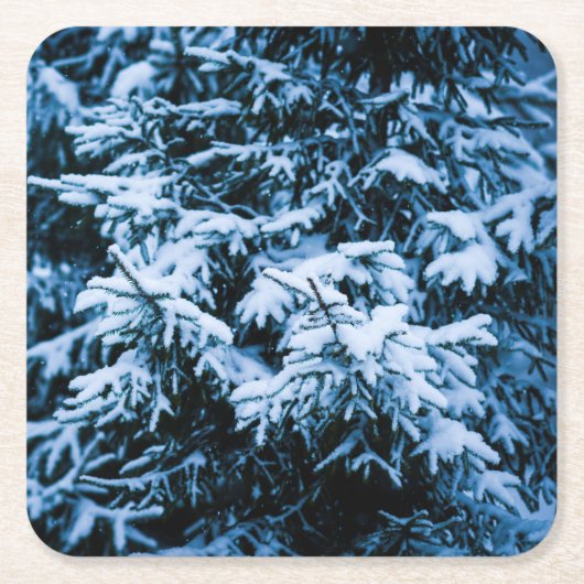 Schneefall Winter Weihnachtsbaum Rechteckiger Pappuntersetzer (Vorderseite)