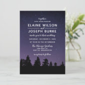 Schneefall-Winterhochzeit mit Kiefern Einladung (Stehend Vorderseite)