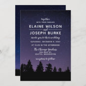 Schneefall-Winterhochzeit mit Kiefern Einladung (Vorne/Hinten)