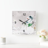 Schneefall zu Weihnachten 1 Quadratische Wanduhr (Zuhause)