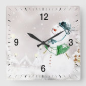 Schneefall zu Weihnachten 1 Quadratische Wanduhr (Vorderseite)