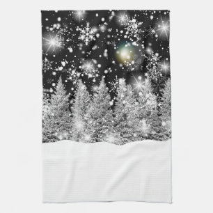 Schneefall zur Wintersonnenwende Geschirrtuch