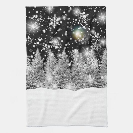 Schneefall zur Wintersonnenwende Geschirrtuch (Vertikal)