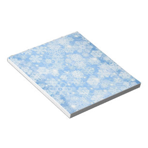 Schneefälle auf Blau Notizblock