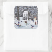 Schneefälle Quadratischer Aufkleber (Tasche)