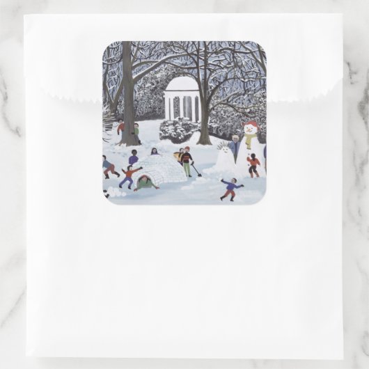 Schneefälle Quadratischer Aufkleber (Tasche)