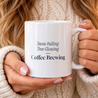 Schneefallender Baum Leuchtender Kaffee Brühtasse Kaffeetasse
