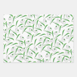 Schneefallmuster Weiß, Minze Geschenkpapier Set