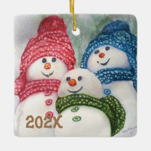 SCHNEEFAMILIE KERAMIKORNAMENT