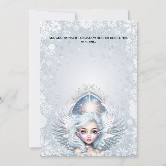 Schneefei Prinzessin im Winter Snowflake pixie Gir Einladung (Rückseite)