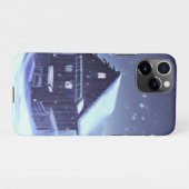 Schneefernacht mit Kabine und Skier iPhone Hülle (Rückseite (Horizontal))