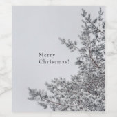 Schneefichte, skandinavische Weihnachtsästhetik Weinetikett (Einzelnes Label)
