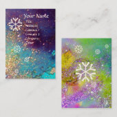 SCHNEEFLAKEN IN SILBEREN GLITZERN VISITENKARTE (Vorne/Hinten)