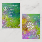 SCHNEEFLAKEN IN SILBEREN GLITZERN VISITENKARTE (Vorne/Hinten)