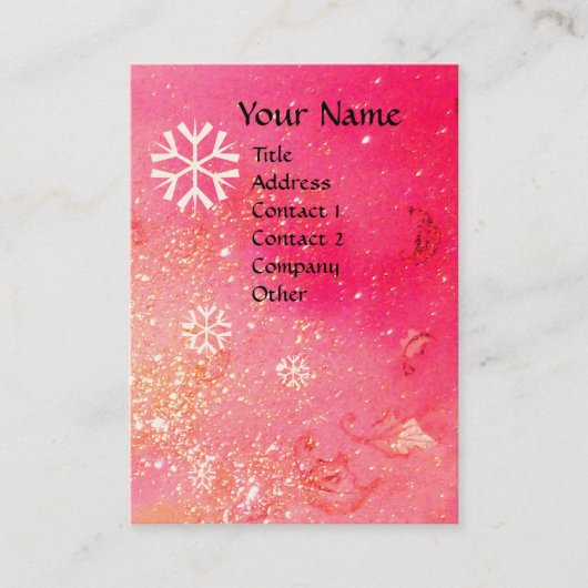 SCHNEEFLAKEN IN SILBERPINK GRÜNE GLITZERN VISITENKARTE (Vorderseite)