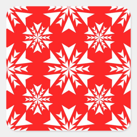 Schneeflocke 13 Rot Quadratischer Aufkleber (Vorderseite)