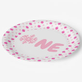 Schneeflocke 1. Geburtstagspapier Pappteller (Schrägansicht)