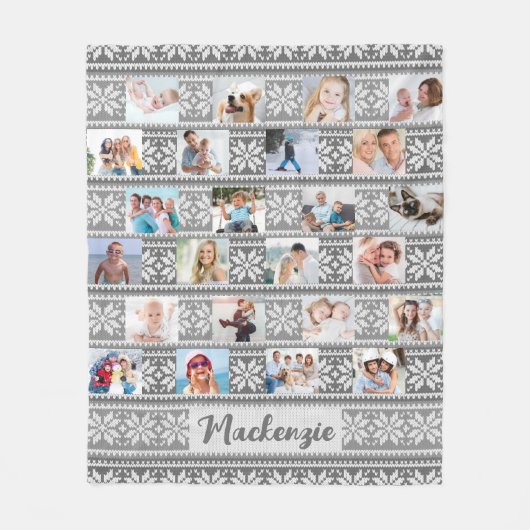 Schneeflocke 24 Foto Grau Weißer Pullover Personal Fleecedecke (Vorderseite)