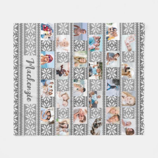 Schneeflocke 24 Foto Grau Weißer Pullover Personal Fleecedecke (Vorderseite (Horizontal))