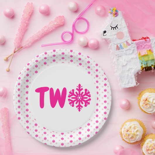 Schneeflocke 2. Geburtstagspopolette Pappteller (Party)