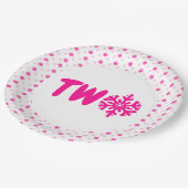 Schneeflocke 2. Geburtstagspopolette Pappteller (Schrägansicht)