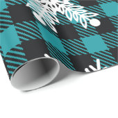 Schneeflocke Aquamarin Black Kariert Wrapping Pape Geschenkpapier (Rolleneckpunkt)