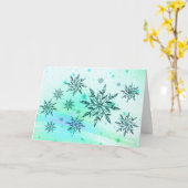 Schneeflocke aquamarin blaue Wintergrüßkarte Karte (Gelbe Blume)