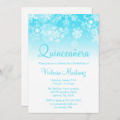 Schneeflocke Aquamarin Weißer Winter Wunderland Einladung (Vorne/Hinten)