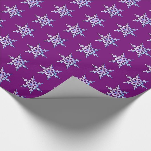Schneeflocke auf Amethyst lila Geschenkpapier (Ecke)