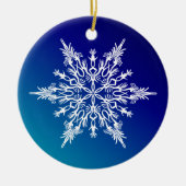 Schneeflocke auf Blau Keramik Ornament (Vorne)