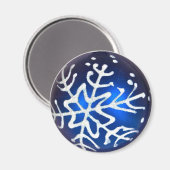Schneeflocke auf Blau Magnet (Vorderseite/Rückseite)