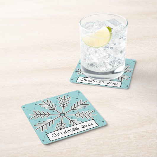 Schneeflocke auf Blue Customizable Paper Untersetz Rechteckiger Pappuntersetzer (Vor Ort)