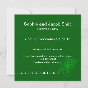 Schneeflocke auf das grüne WeihnachtsParty Einladung
