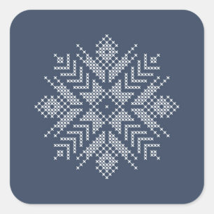 Schneeflocke auf dem Handwerk in blau Quadratischer Aufkleber