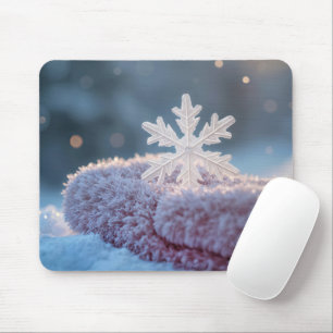 Schneeflocke auf einem rosa Mitten Mousepad