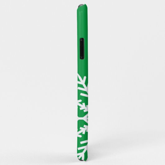 Schneeflocke auf grünem iPhone Case (Hinten/Rechts)