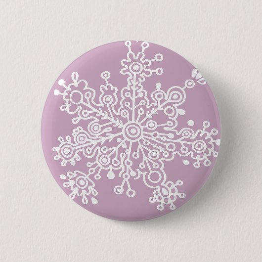 Schneeflocke (auf leicht Lila) Button (Vorderseite)