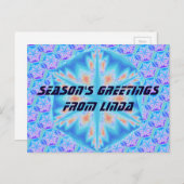 Schneeflocke aus Blaukristall Feiertagspostkarte (Vorne/Hinten)