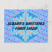 Schneeflocke aus Blaukristall Feiertagspostkarte (Vorderseite)