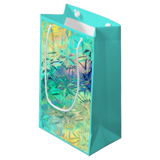 Schneeflocke aus Hartglas, farbig aquamarin, rosa Kleine Geschenktüte